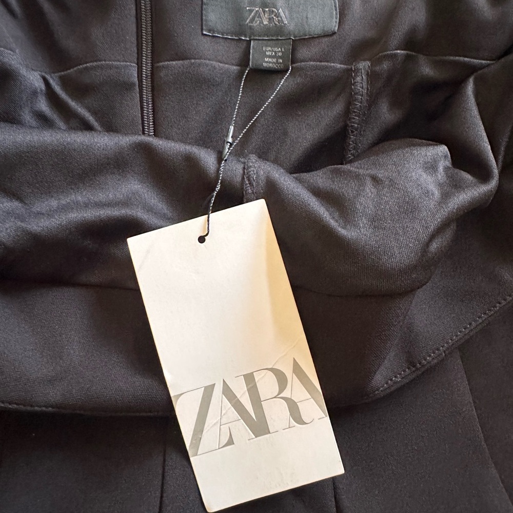 Zara Chic Black Flared Mini Dress - Picture 3 of 4